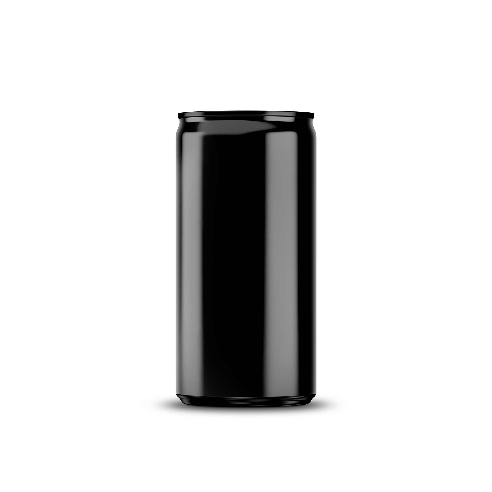 200ml 7oz slim can mockup template – black chrome finish, blank label area | Photoshop PSB | SIDEPEACE
