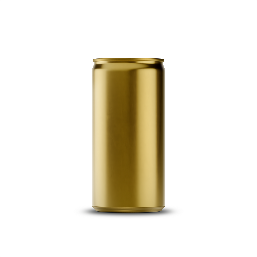 200ml 7oz slim can mockup template – gold brushed finish, blank label area | Photoshop PSB | SIDEPEACE