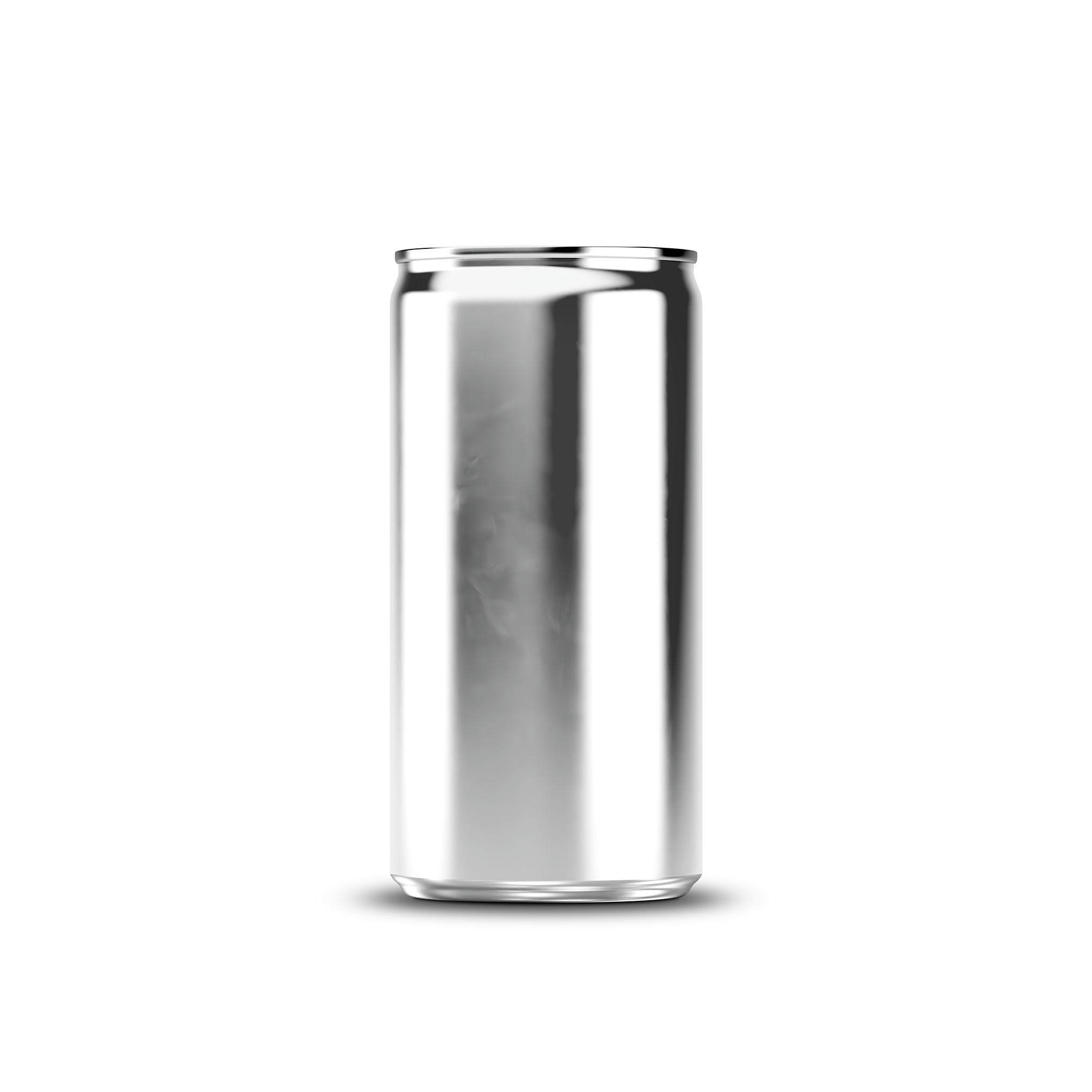 200ml 7oz slim can mockup template – silver chrome finish, blank label area | Photoshop PSB | SIDEPEACE