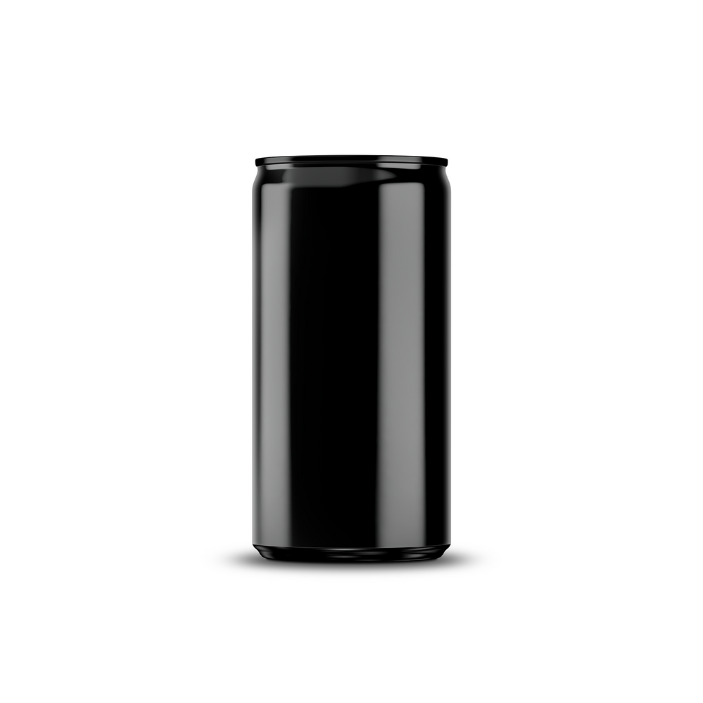 250ml 8oz sleek can mockup template – black chrome finish, blank label area | Photoshop PSB | SIDEPEACE