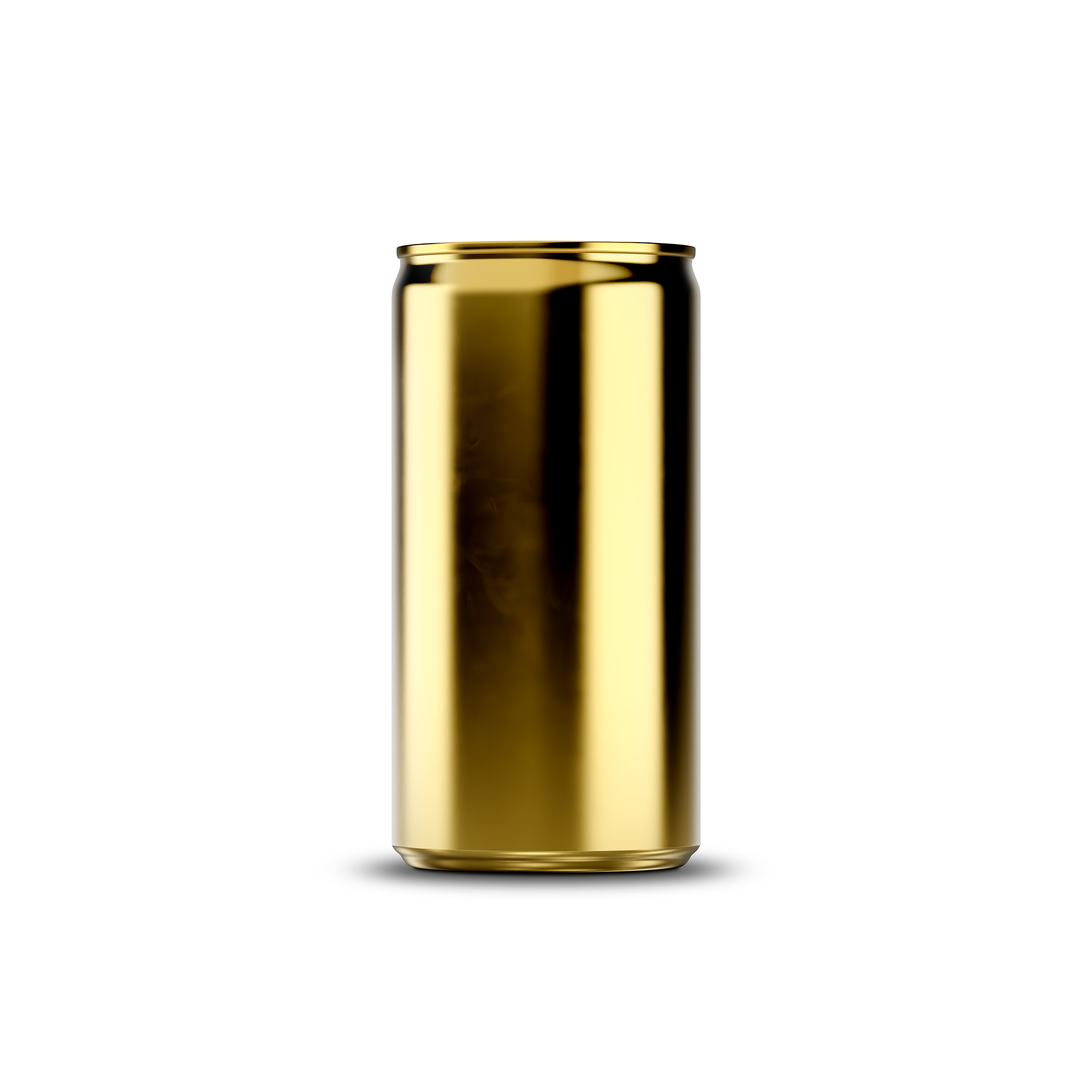 250ml 8oz sleek can mockup template – gold chrome finish, blank label area | Photoshop PSB | SIDEPEACE