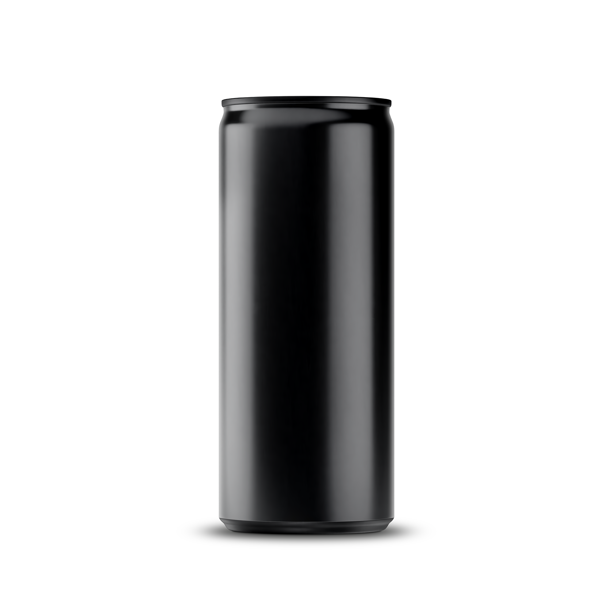 250ml 8oz slim can mockup template – black brushed finish, blank label area | Photoshop PSB | SIDEPEACE