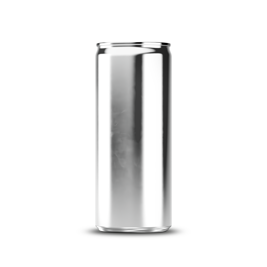250ml 8oz slim can mockup template – silver chrome finish, blank label area | Photoshop PSB | SIDEPEACE