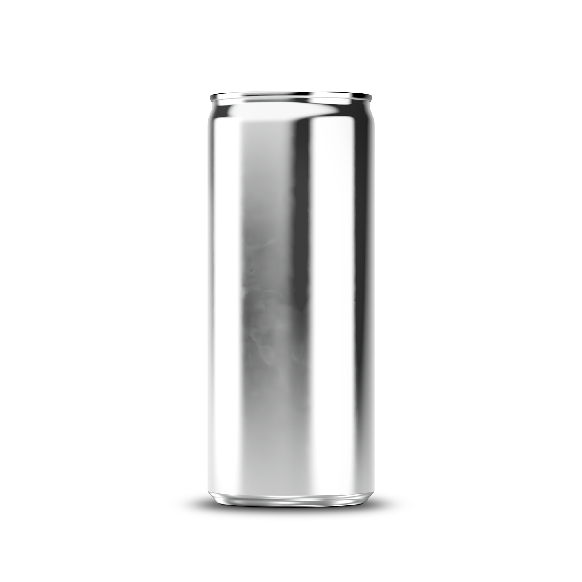250ml 8oz slim can mockup template – silver chrome finish, blank label area | Photoshop PSB | SIDEPEACE