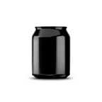 250ml classic can mockup template – black chrome finish, blank label area | Photoshop PSB | SIDEPEACE