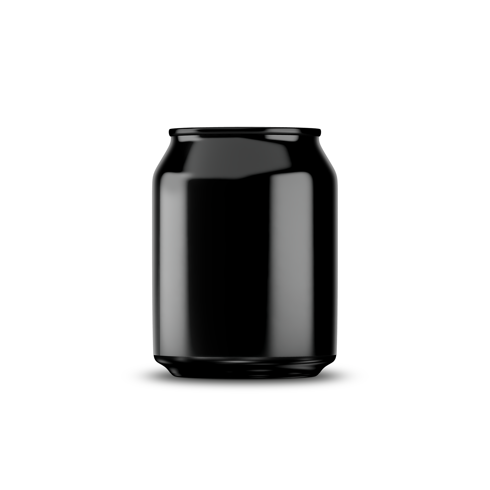 250ml classic can mockup template – black chrome finish, blank label area | Photoshop PSB | SIDEPEACE