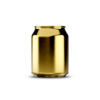 250ml classic can mockup template – gold chrome finish, blank label area | Photoshop PSB | SIDEPEACE
