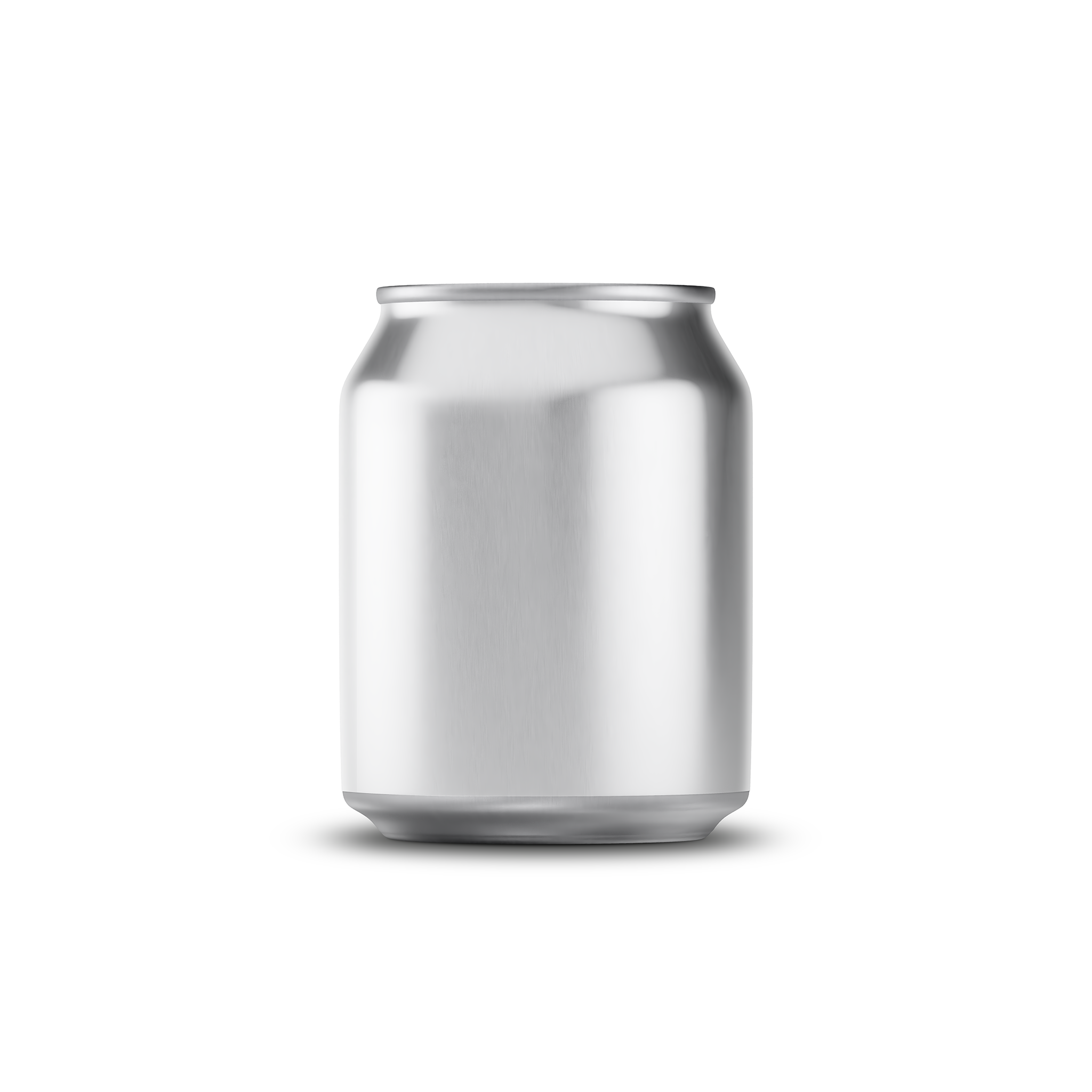 250ml classic can mockup template – silver brushed finish, blank label area | Photoshop PSB | SIDEPEACE