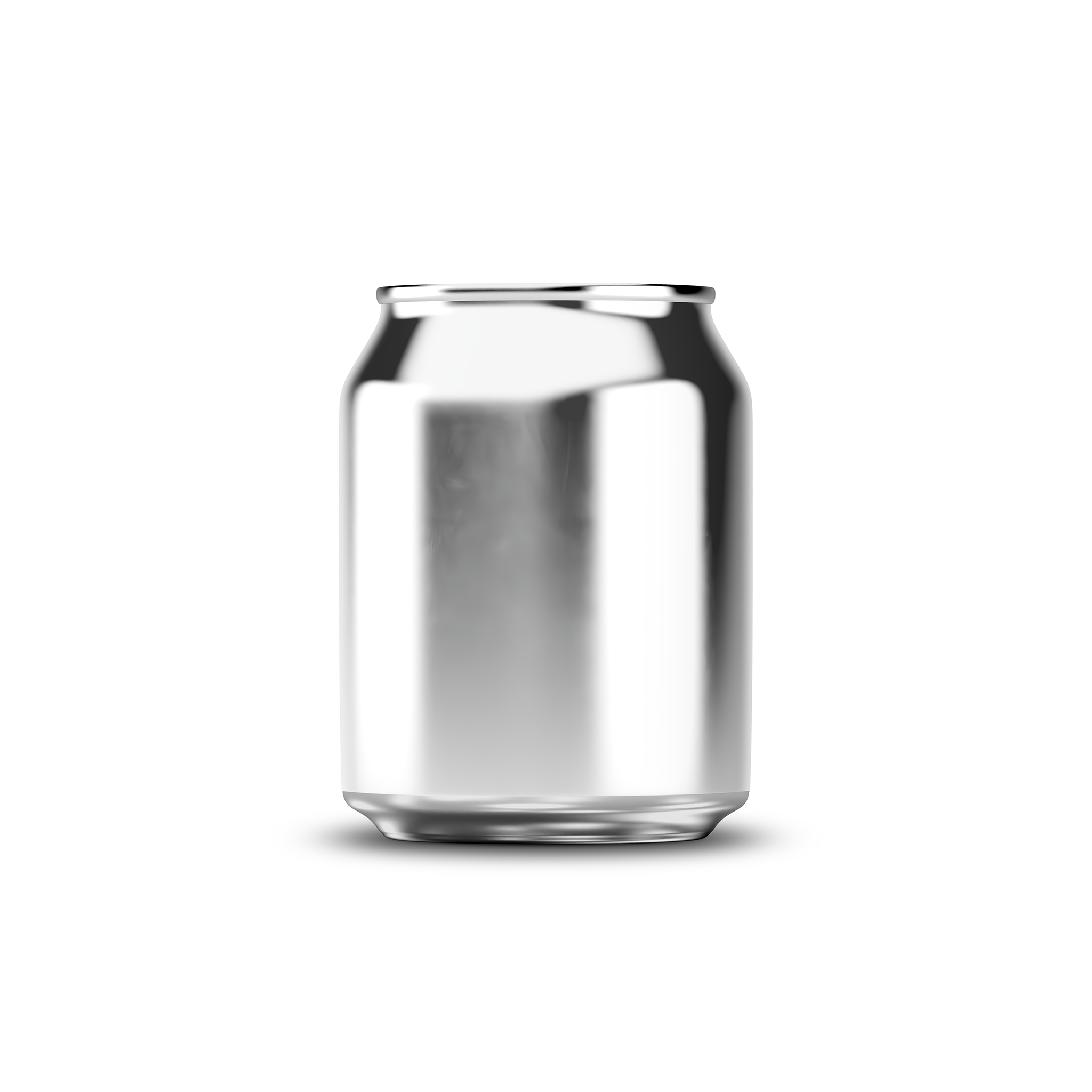 250ml classic can mockup template – silver chrome finish, blank label area | Photoshop PSB | SIDEPEACE