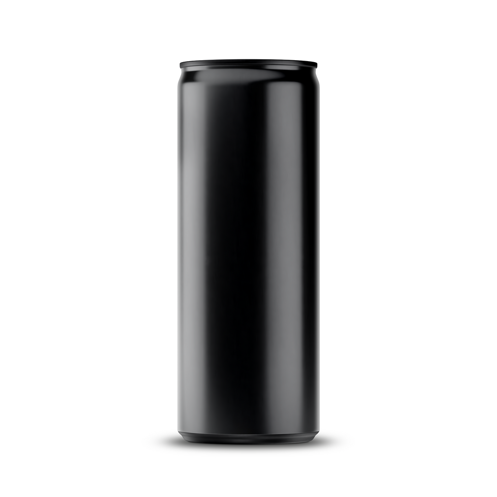 275ml 9oz slim can mockup template – black brushed finish, blank label area | Photoshop PSB | SIDEPEACE