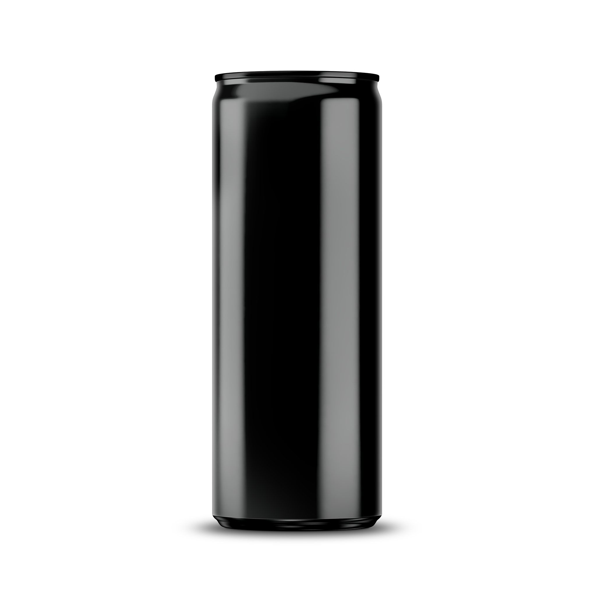 275ml 9oz slim can mockup template – black chrome finish, blank label area | Photoshop PSB | SIDEPEACE