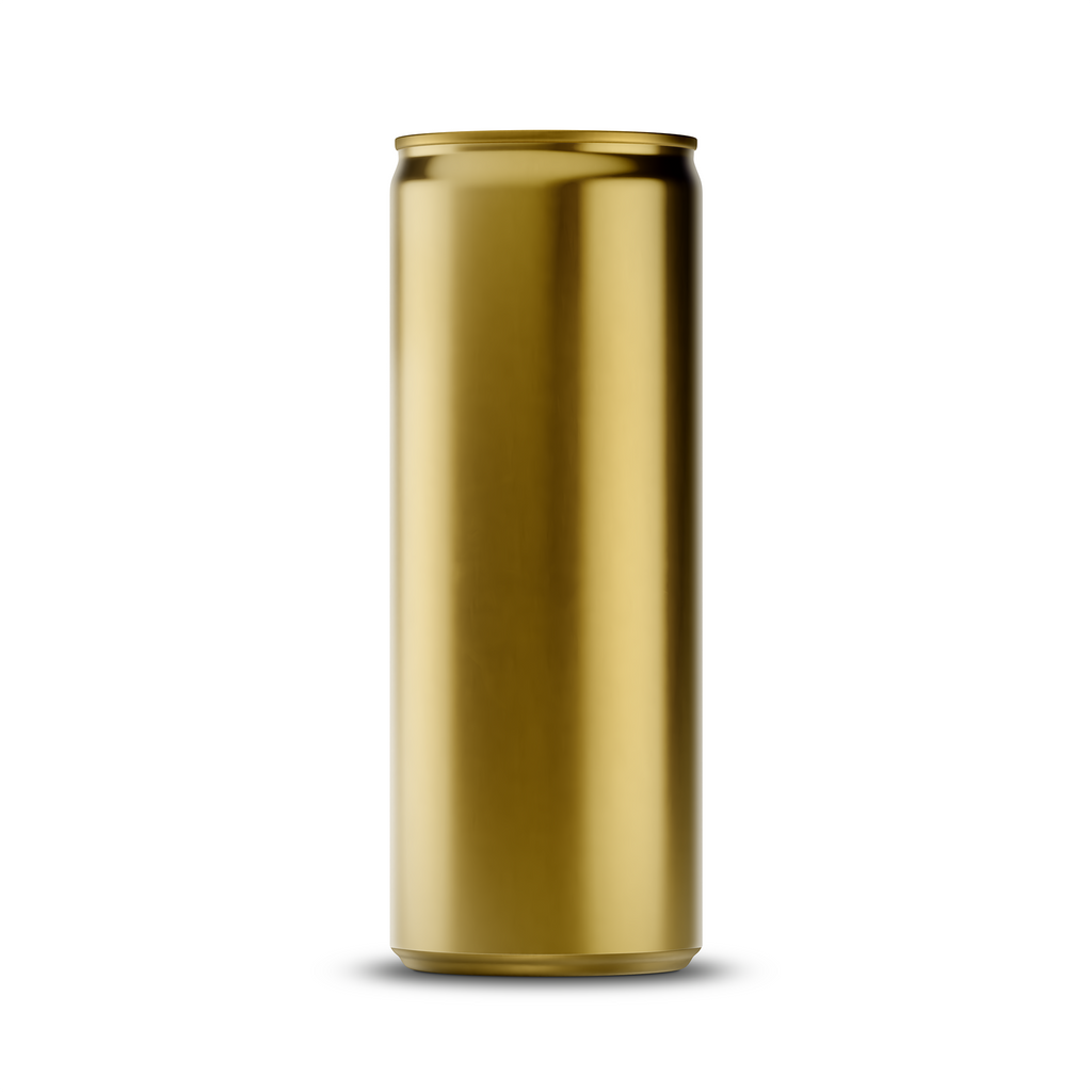 275ml 9oz slim can mockup template – gold brushed finish, blank label area | Photoshop PSB | SIDEPEACE