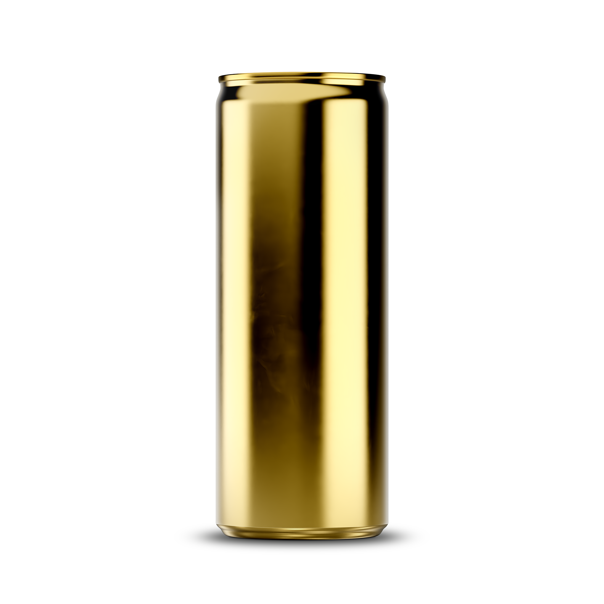 275ml 9oz slim can mockup template – gold chrome finish, blank label area | Photoshop PSB | SIDEPEACE