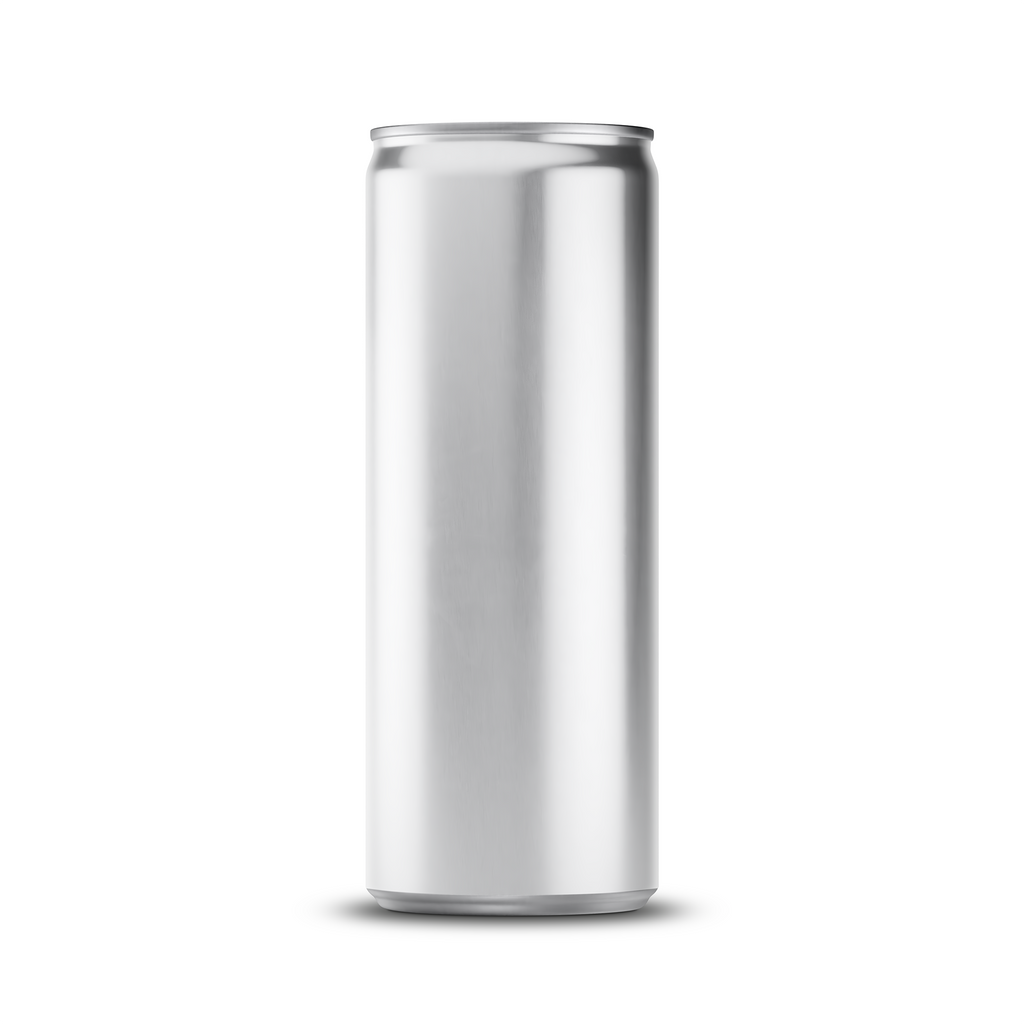275ml 9oz slim can mockup template – silver brushed finish, blank label area | Photoshop PSB | SIDEPEACE
