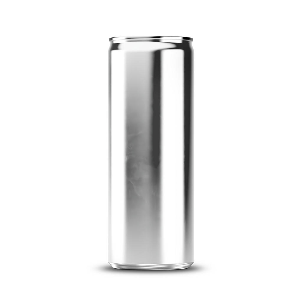 275ml 9oz slim can mockup template – silver chrome finish, blank label area | Photoshop PSB | SIDEPEACE