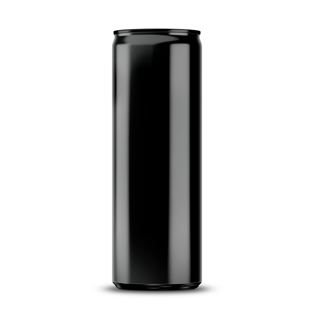 300ml 10oz slim can mockup template – black chrome finish, blank label area | Photoshop PSB | SIDEPEACE