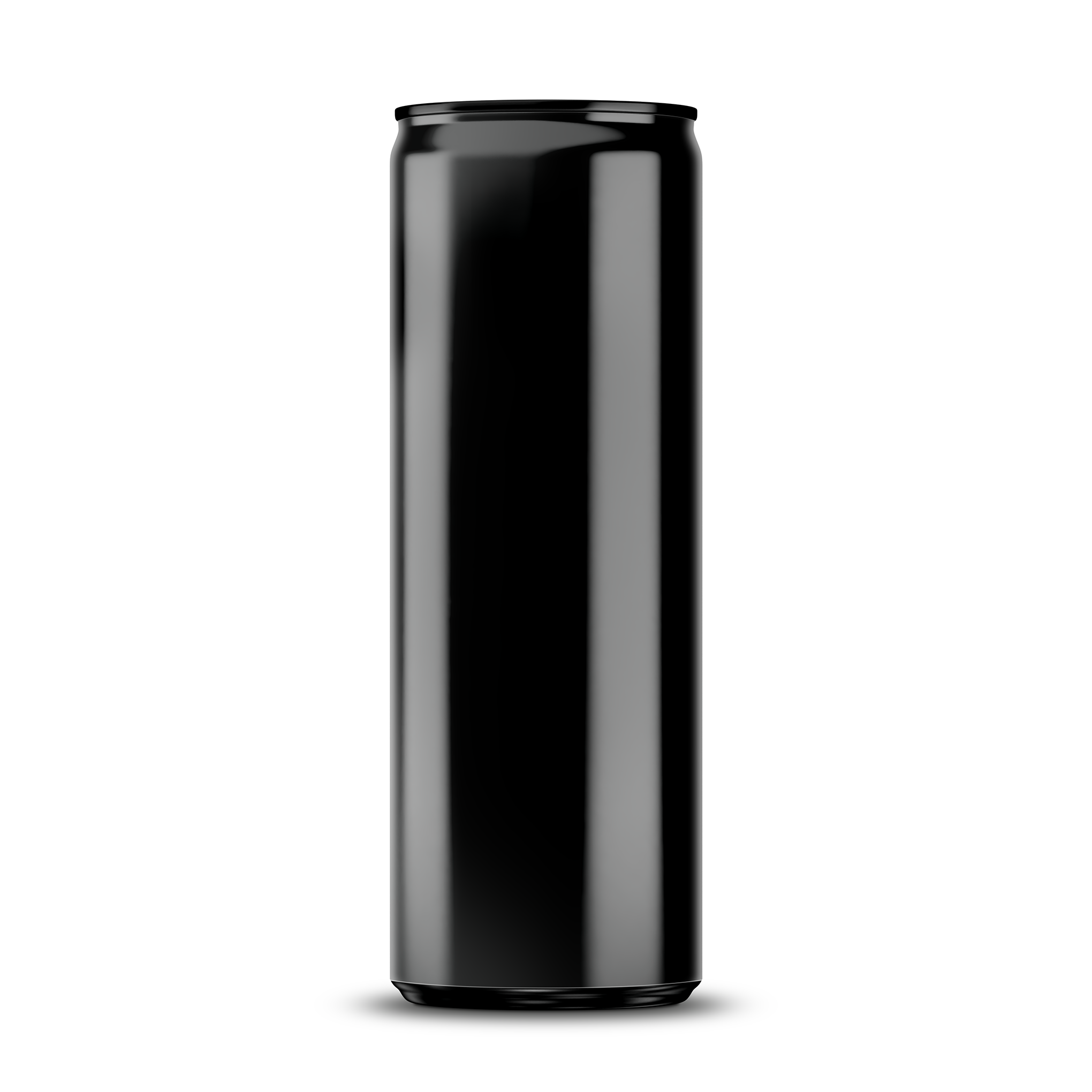 300ml 10oz slim can mockup template – black chrome finish, blank label area | Photoshop PSB | SIDEPEACE