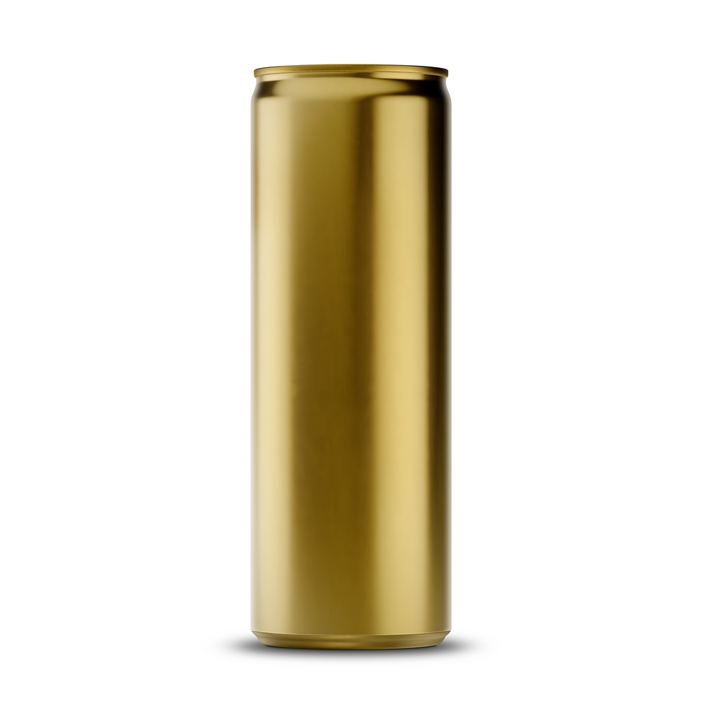 300ml 10oz slim can mockup template – gold brushed finish, blank label area | Photoshop PSB | SIDEPEACE