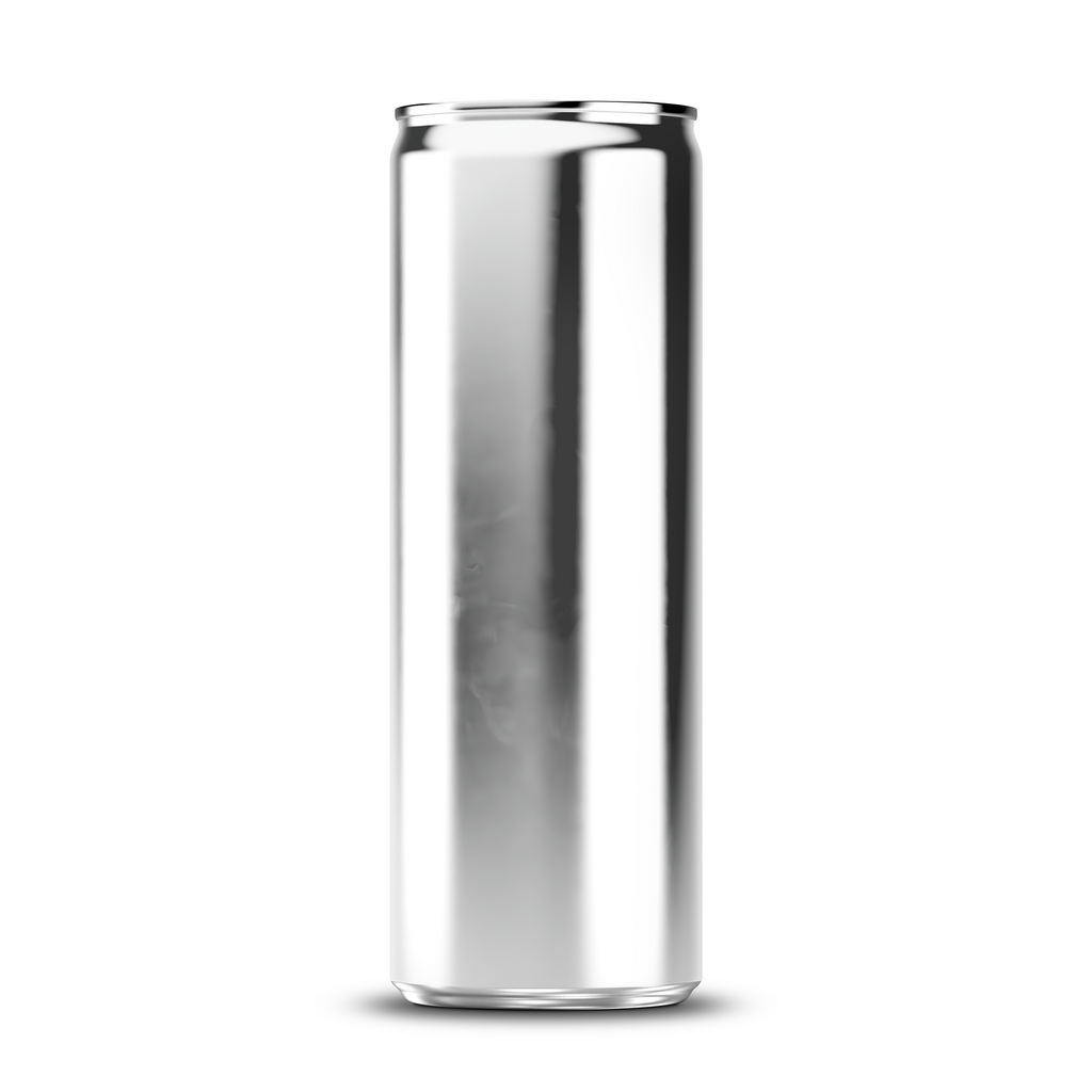 300ml 10oz slim can mockup template – silver chrome finish, blank label area | Photoshop PSB | SIDEPEACE