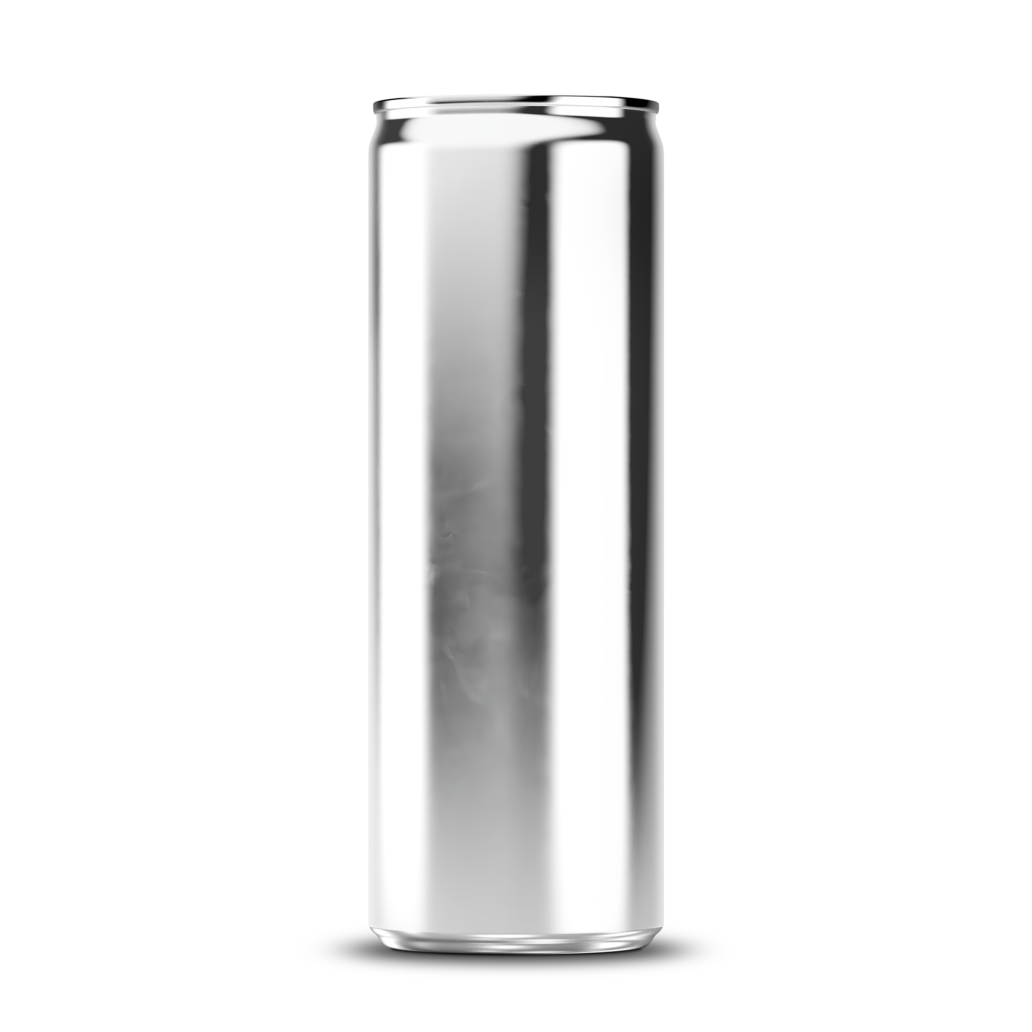 300ml 10oz slim can mockup template – silver chrome finish, blank label area | Photoshop PSB | SIDEPEACE