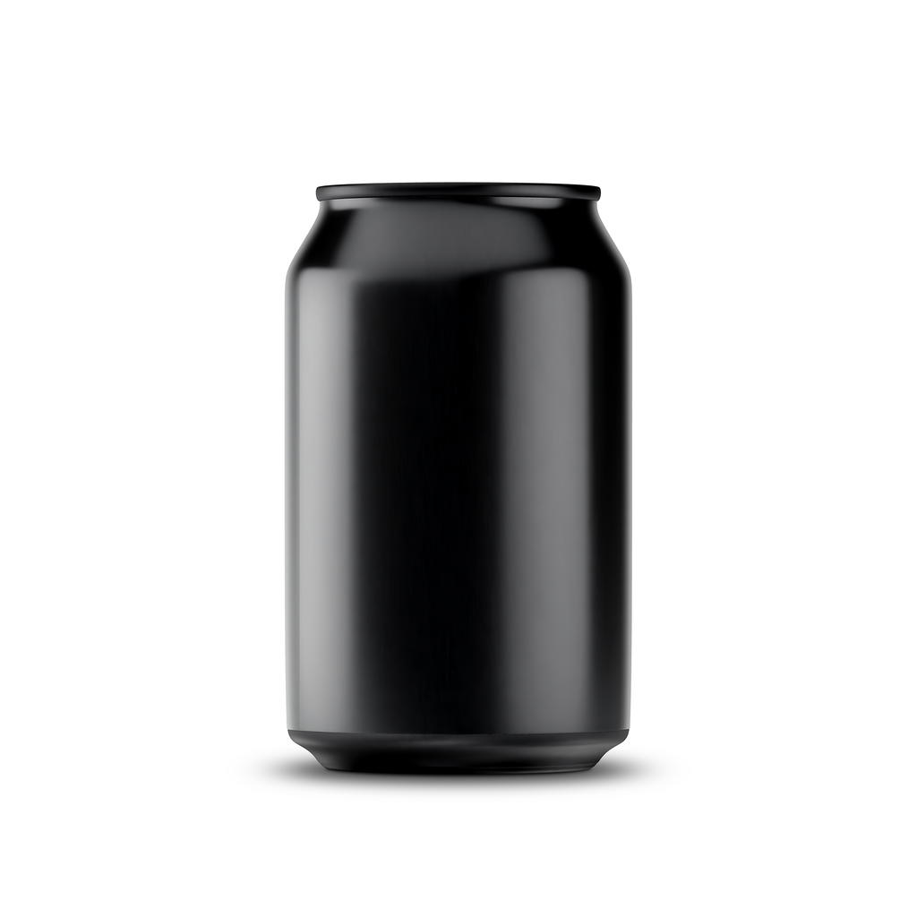 330ml 11oz classic can mockup template – black brushed finish, blank label area | Photoshop PSB | SIDEPEACE