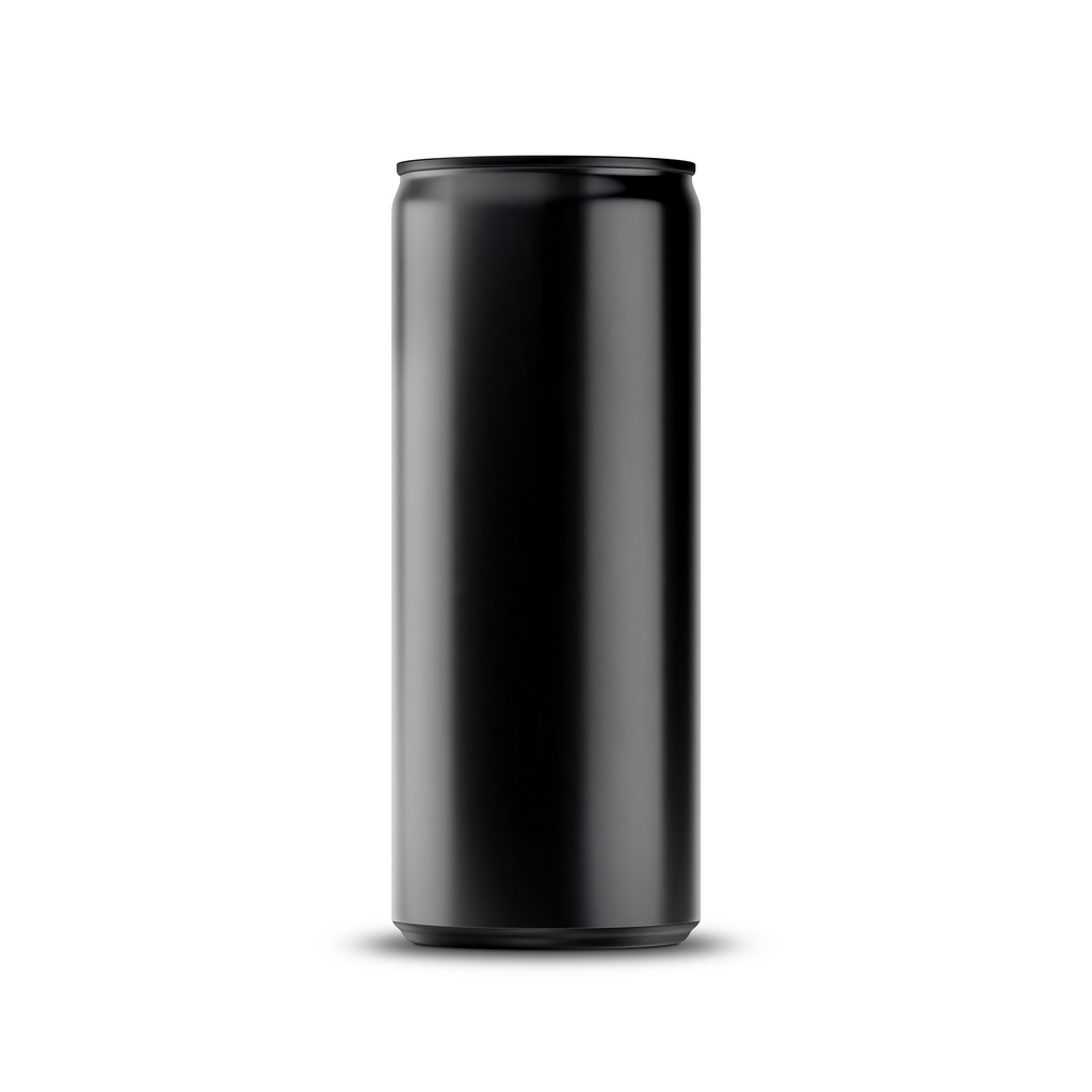 330ml 11oz sleek can mockup template – black brushed finish, blank label area | Photoshop PSB | SIDEPEACE