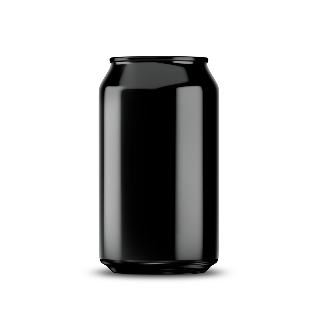 355ml 12oz classic can mockup template – black chrome finish, blank label area | Photoshop PSB | SIDEPEACE