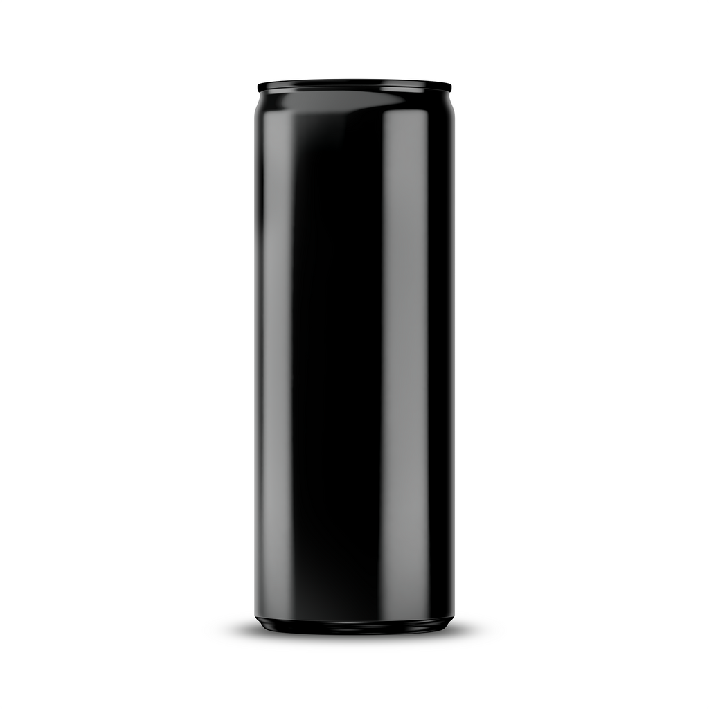 355ml 12oz sleek can mockup template – black chrome finish, blank label area | Photoshop PSB | SIDEPEACE