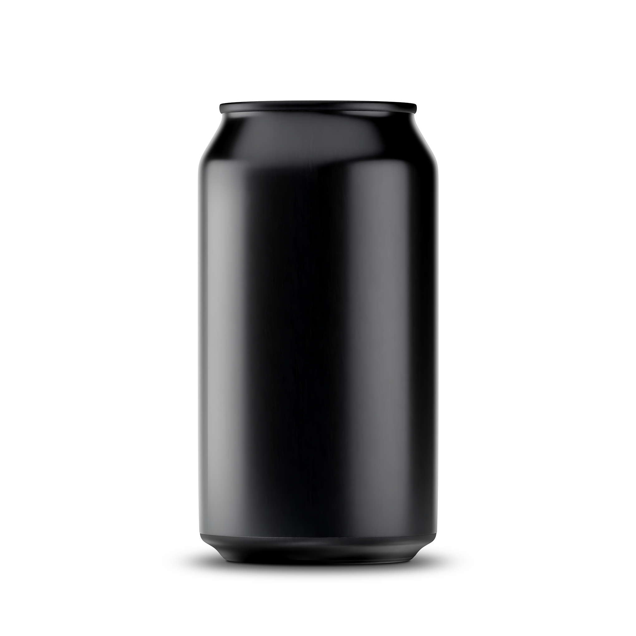 375ml classic can mockup template – black brushed finish, blank label area | Photoshop PSB | SIDEPEACE