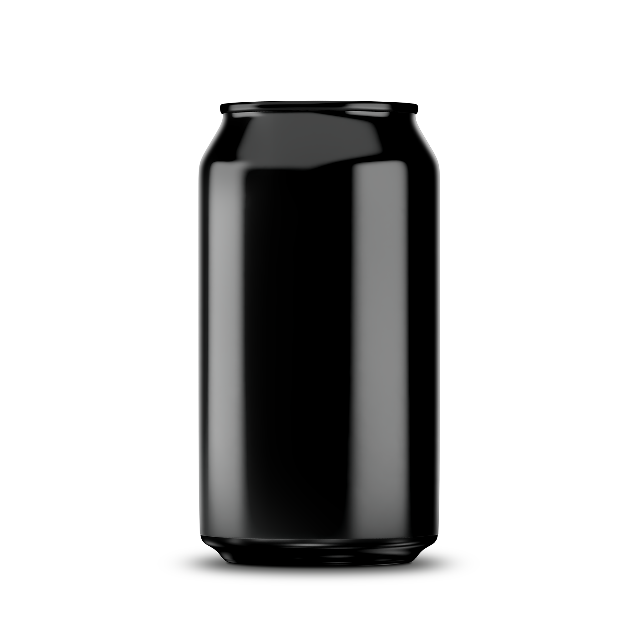 375ml classic can mockup template – black chrome finish, blank label area | Photoshop PSB | SIDEPEACE