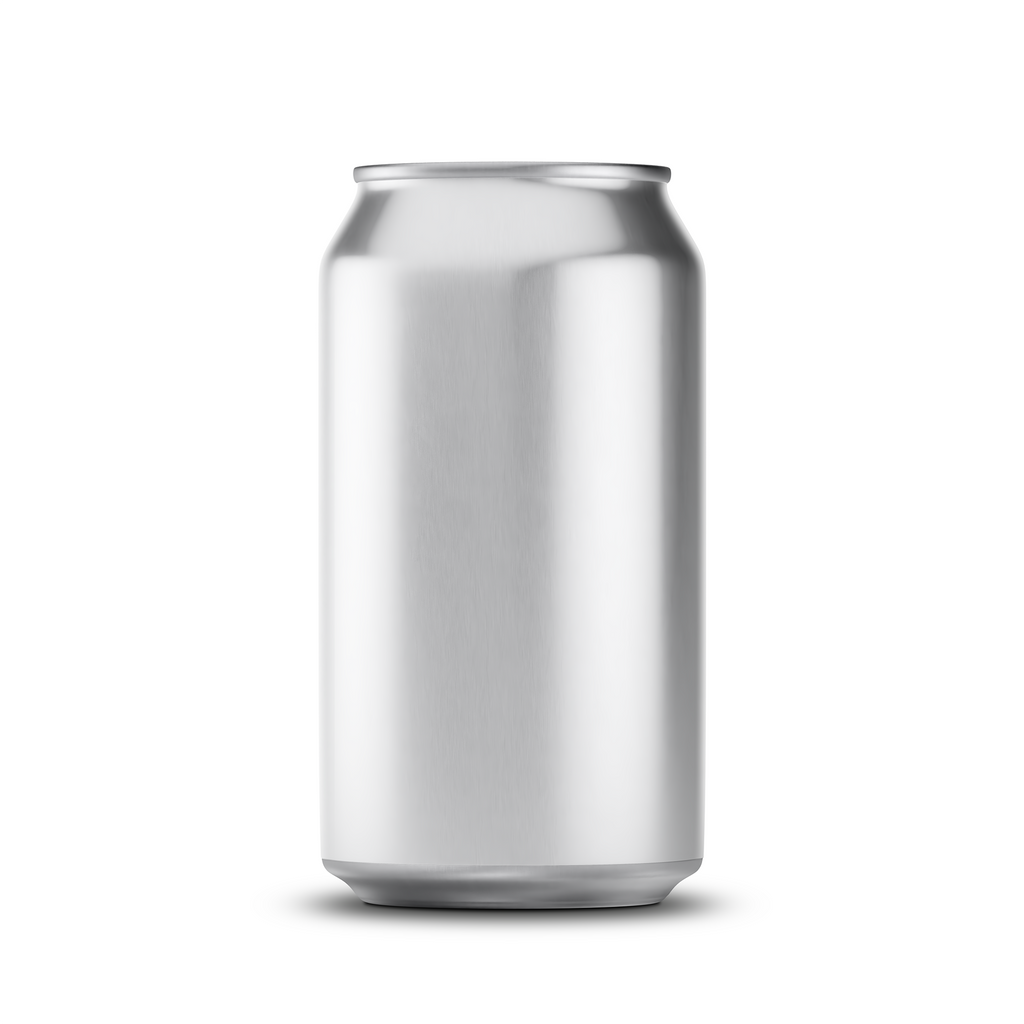 375ml classic can mockup template – silver brushed finish, blank label area | Photoshop PSB | SIDEPEACE